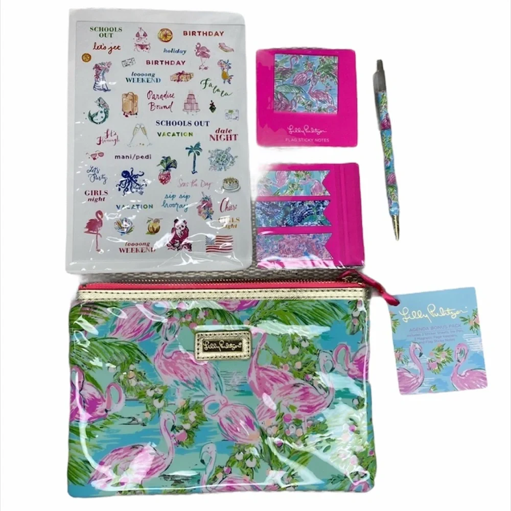 Lilly Pulitzer Agenda Journal Pen Flamingo Pouch